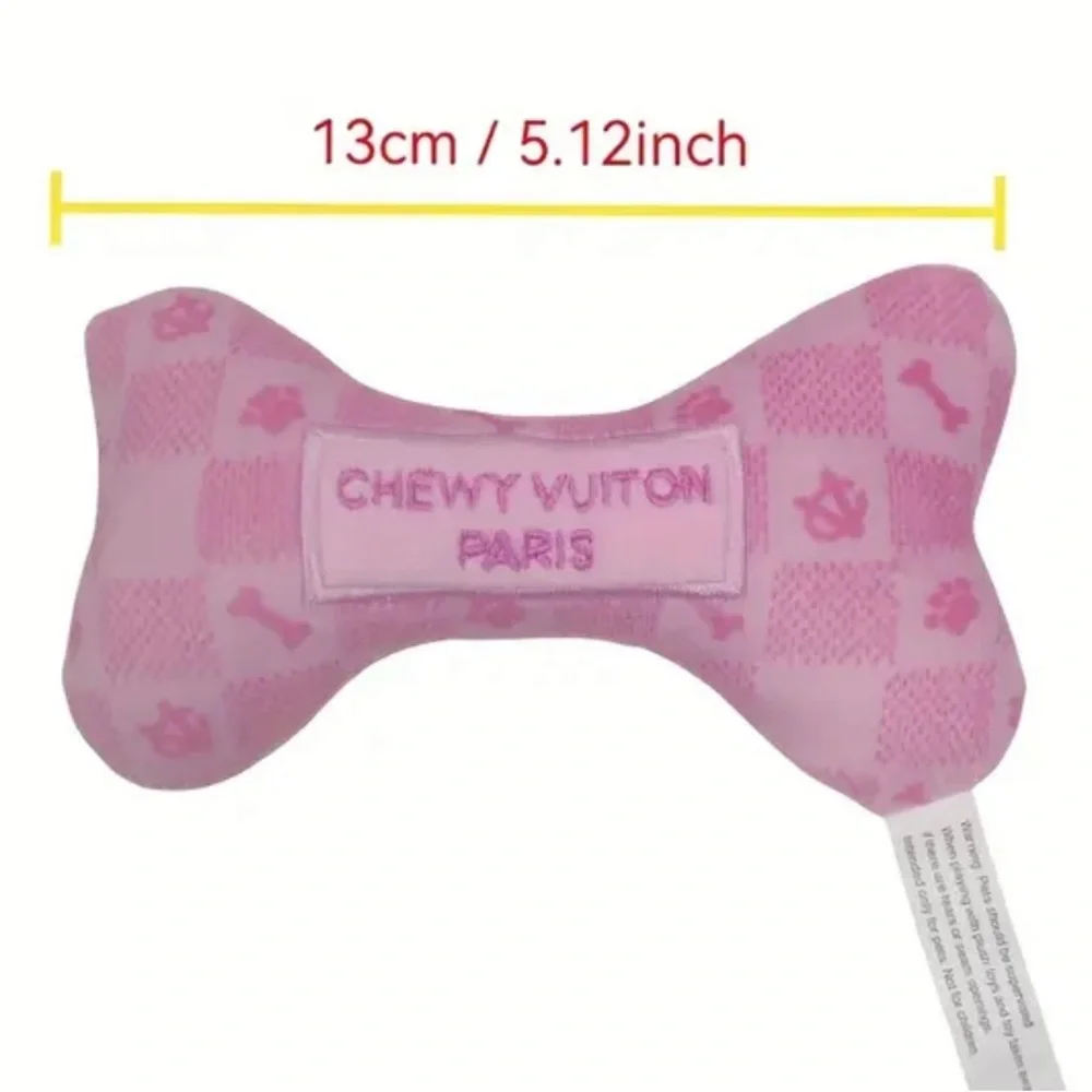 CHEWY VUITON PARIS PLUSH DOG BONE TOY